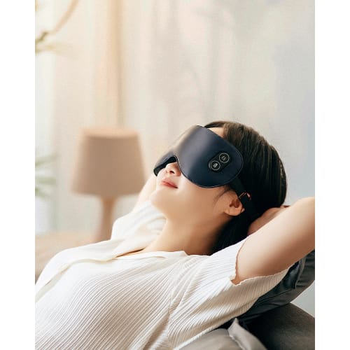Beemyi USB Rechargeable Cordless Washable Hot Eye Mask [3 Temperature Settings, 7 Vibration Settings, 15-Minute Auto-Off Timer] 6A Premium Silk Light-
