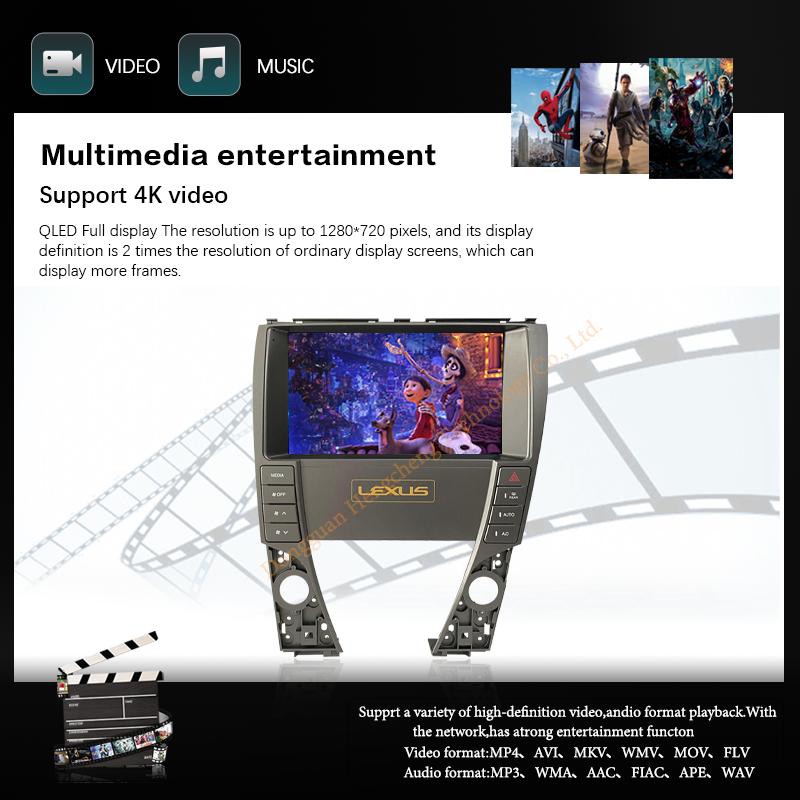 9.0Inch For Lexus ES240 ES350 2006-2012 Car Multimedia Player GPS Navigation Radio Android12 8+128G 8Core CarPlay 4G 360Camera