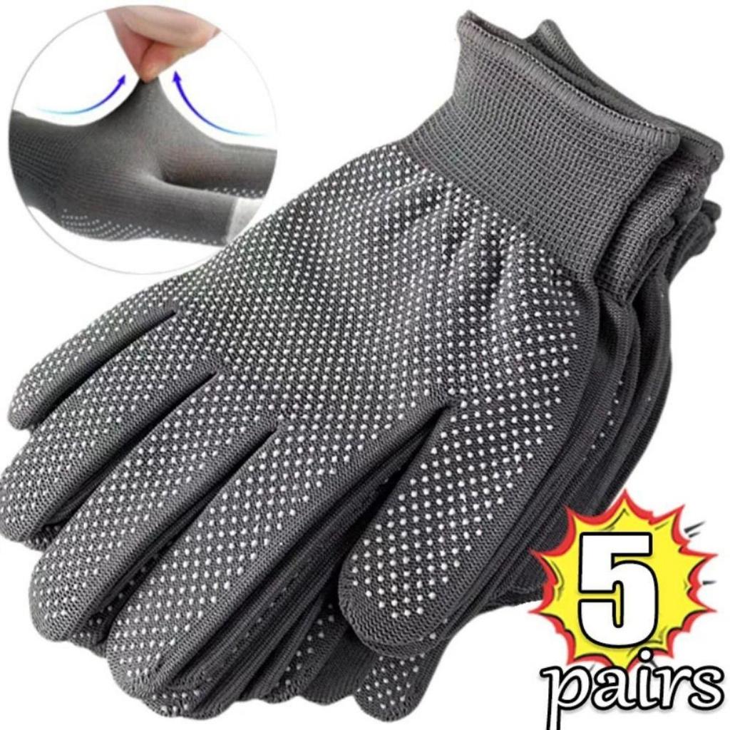 5 par sikkerhetsarbeidshansker, nylon, sykkelhansker, universelle, arbeid, vernehansker, bygningsarbeiderhansker, unisex