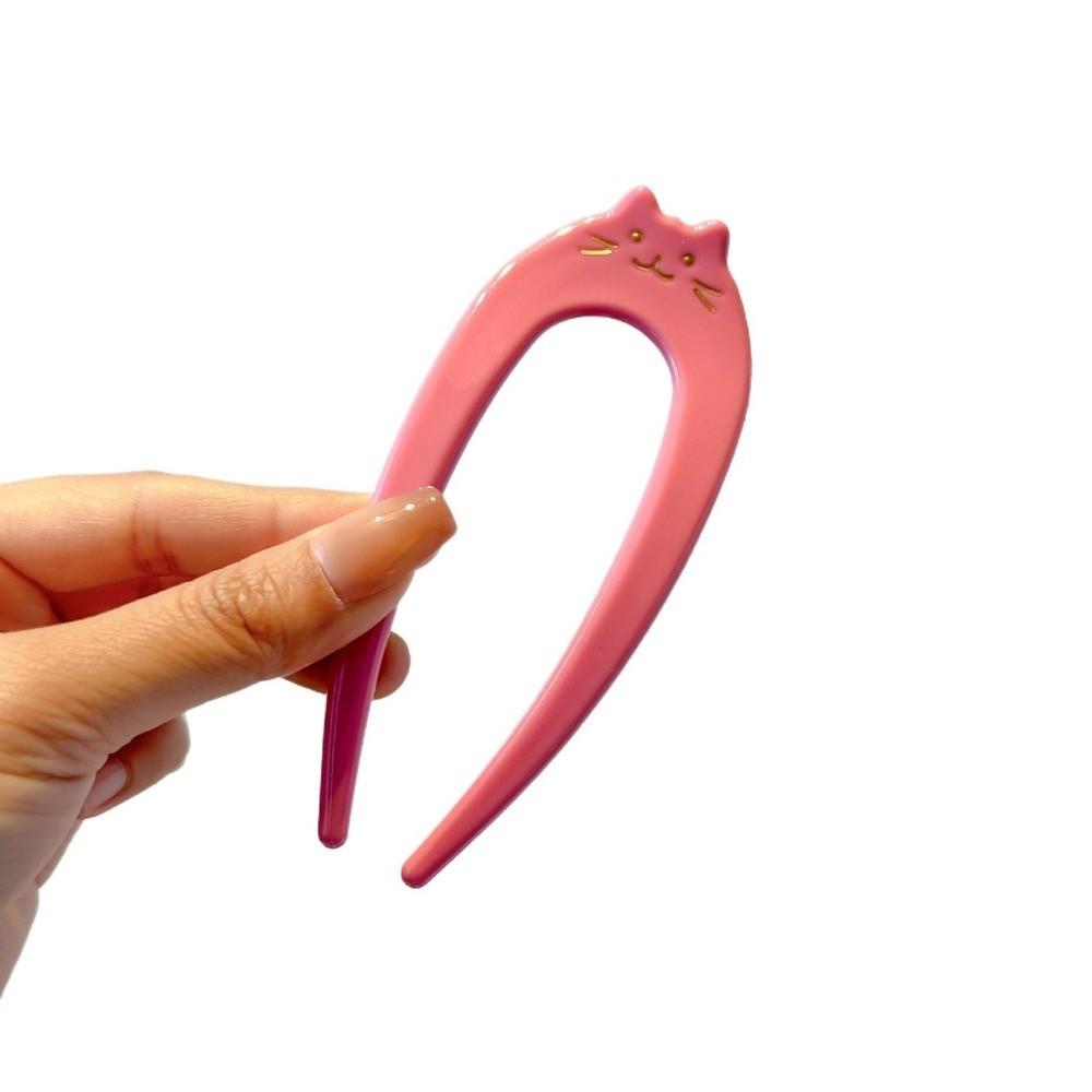 Cartoon Cat Pattern Hair Fork U-Shaped Hair Ornament New Hairpin  Gift