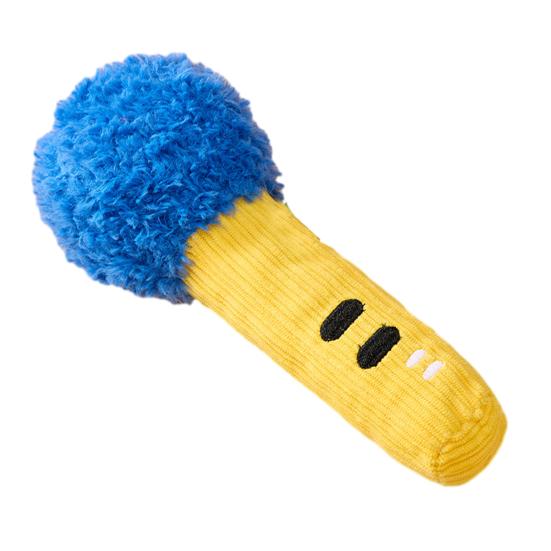 Squeaky Cat Toy Plush Microphone Design Cat Teething Toy with Crinkle Sound Interactive синий