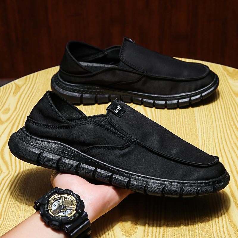 Holfredterse Lazy Shoes Classic Men'S Sneakers Loafer Shoes Casual Canvas Shoes Slip On Wide Fit Shoes Black/Green/Khaki Ys9901