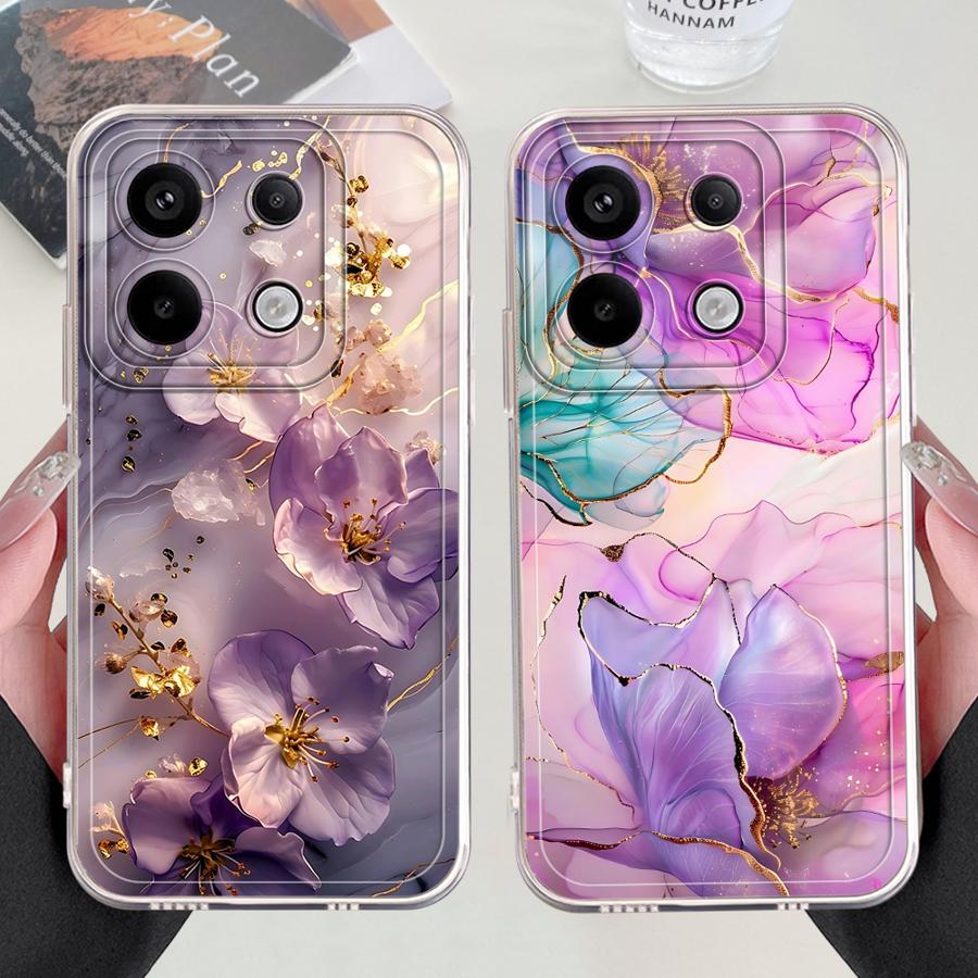 Flower Marble Soft Phone Cover Case for Xiaomi Redmi Note 14 Pro Plus 13C 10S 9 10 12 11S 11 A4 14C 12S Note 13