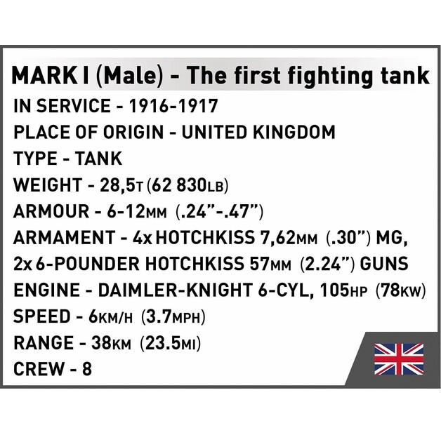 Конструктор пластиковый Cobi Historical Collection Great War Mark I Male COBI-2993