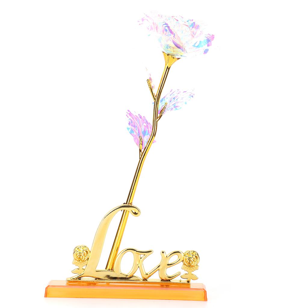 Transparent Rose Flower with LoveShaped Display Stand Craft Collection Purple Packing Box