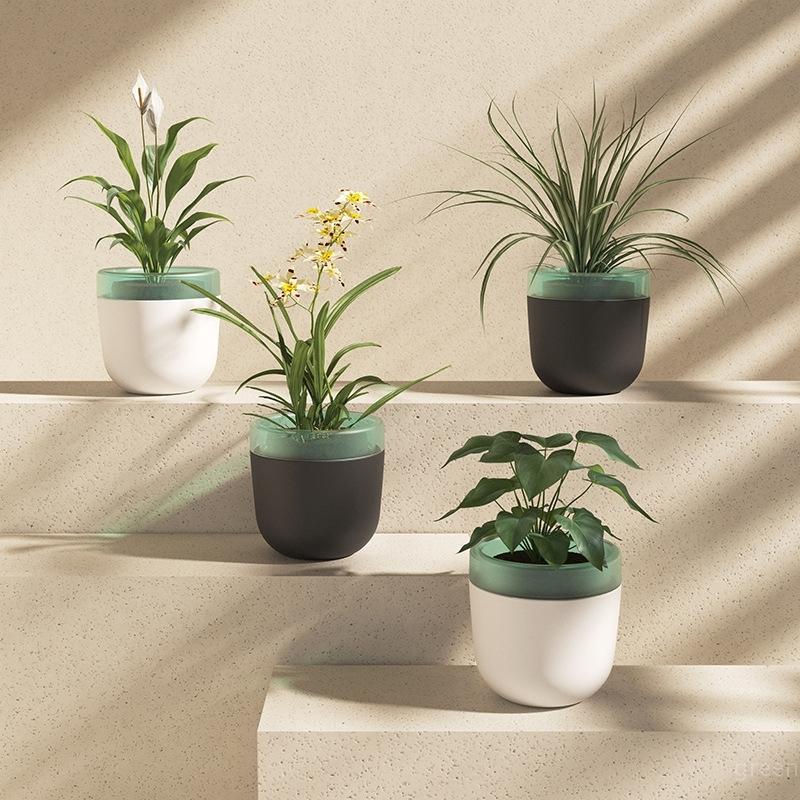 Gardening Small Flowerpot Self Absorbent Water Lazy Flower Pot Double-deck Plastic Succulent Plant Pot Horticultural Specific
