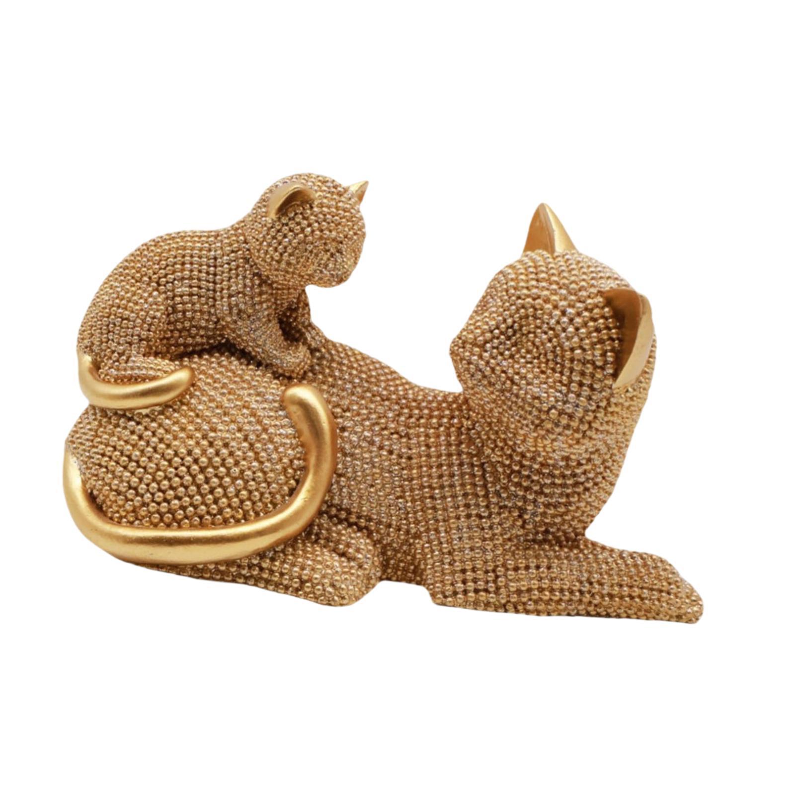 

Коллекция скульптур кошек, современная статуя животного для шкафа, полки, книжной полки золотой