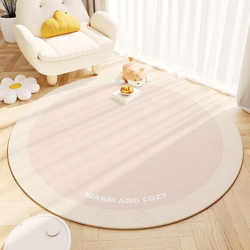 Summer Carpet Round Cartoon Living Room Floor Mat Children's Room Cream Style Dopamine Simple Mat Home Decoration