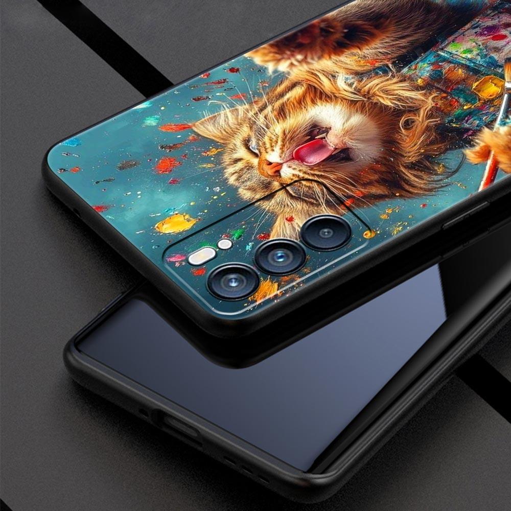 Custodia per Telefono Gatto Carino Per Oppo A17 A31 A54 A57 A78 A79 A98 Find X5 X6 Reno 6 7 8 10 11 12 13 F Pro 5G Copertura Morbida in TPU Fundas Capas