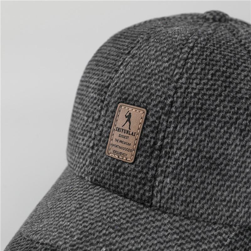 Hat Men's Winter Warm Fleece Casual Ear Protector Baseball Cap Autumn and Winter Woolen Cap