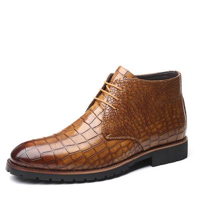 2024 New British Style Men Ankle Leather Boots Pointed Toe Lace Up Short Boot Male High-Top Shoes Plus Size 38-46
