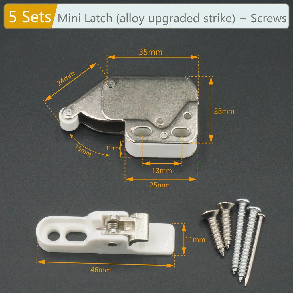 5/2/1 Sets Mini Latch Touch Latch Spring Push to Open Catch For Cabinet Handle-Less Doors