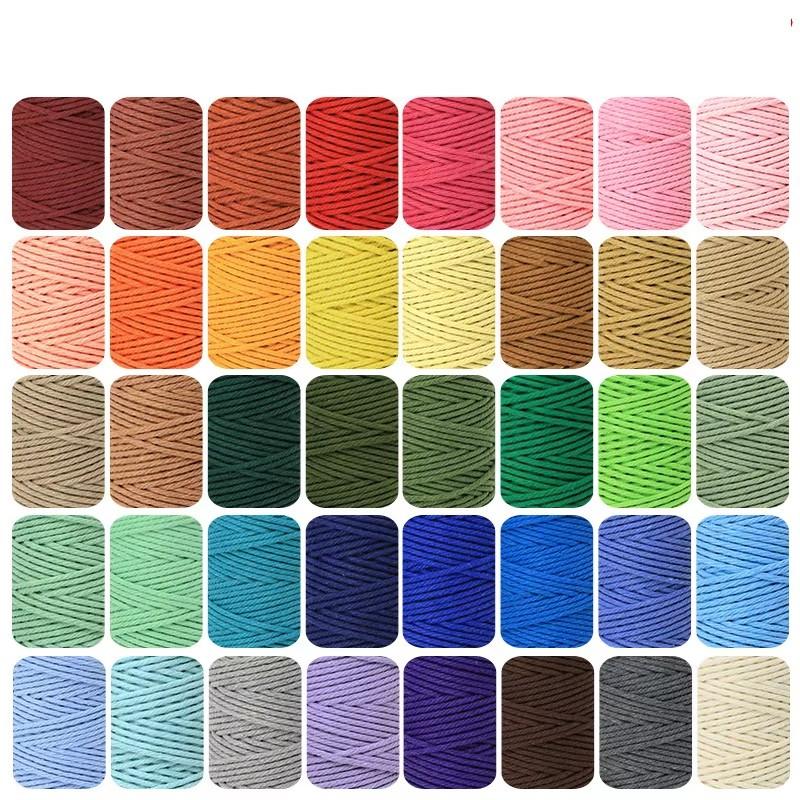 4mm Waterproof Hot Sale Colorful DIY Craft Twine Satin Cord Twisted Cord Natural Macrame Cotton Rope for Bags & Shoes