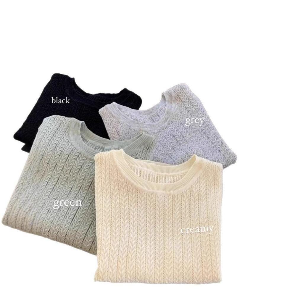 Korean Style Twist Hollow Knitted Short Sleeve Women's Spring/Summer 2025 Top