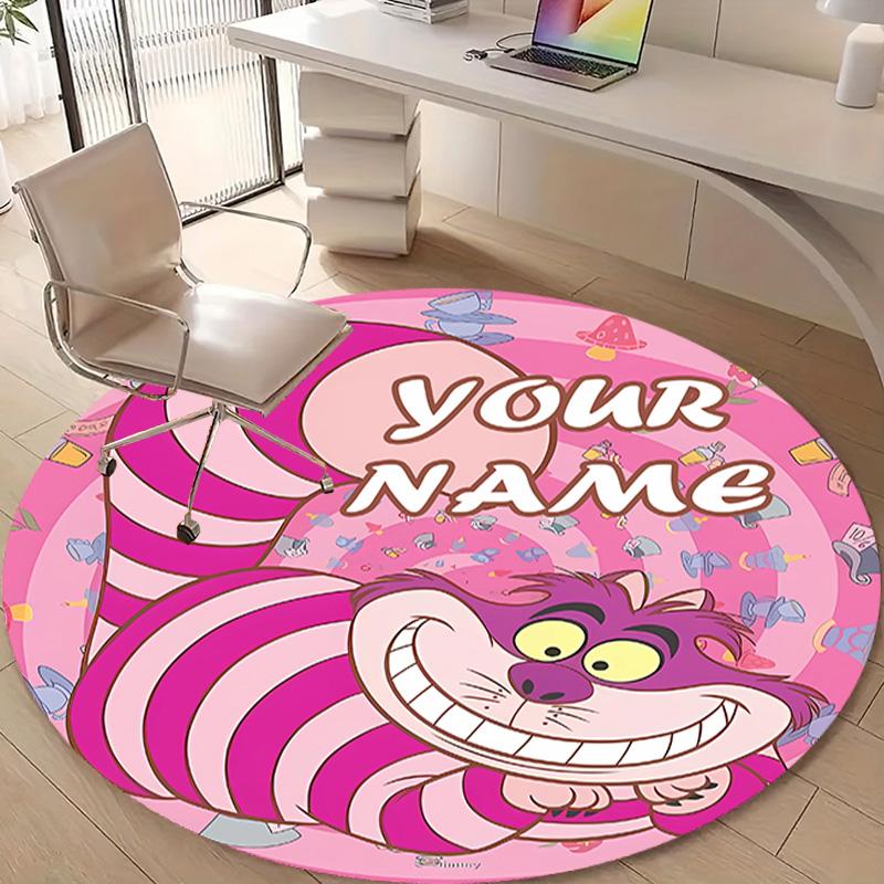 Personalized C-Cheshire cat Round Chair Office Rug - Perfect for Mat, Office Chair & More - Ideal Gift for Birthdays and Holidays