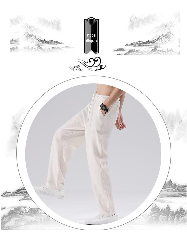 Men's Plus Size Cotton Linen Casual Pants - Chinese Style (2021 Autumn/Winter)