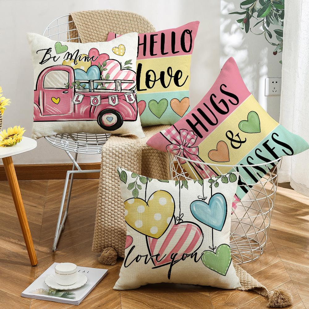 New Valentine's Day Pillow Love Cushion Home Cartoon Print Pillow Case Sofa Bedside Cushion