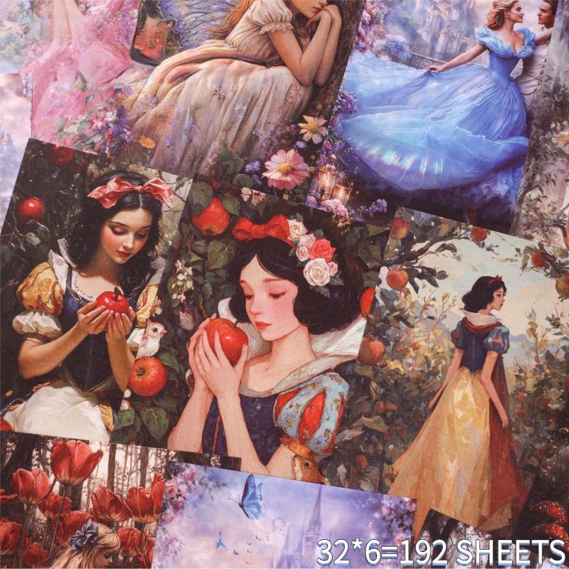 192 sheets/set, vintage dreamy stickers, fairy tale theme, princess elements, scrapbook planner materials, self adhesive 192 sheets