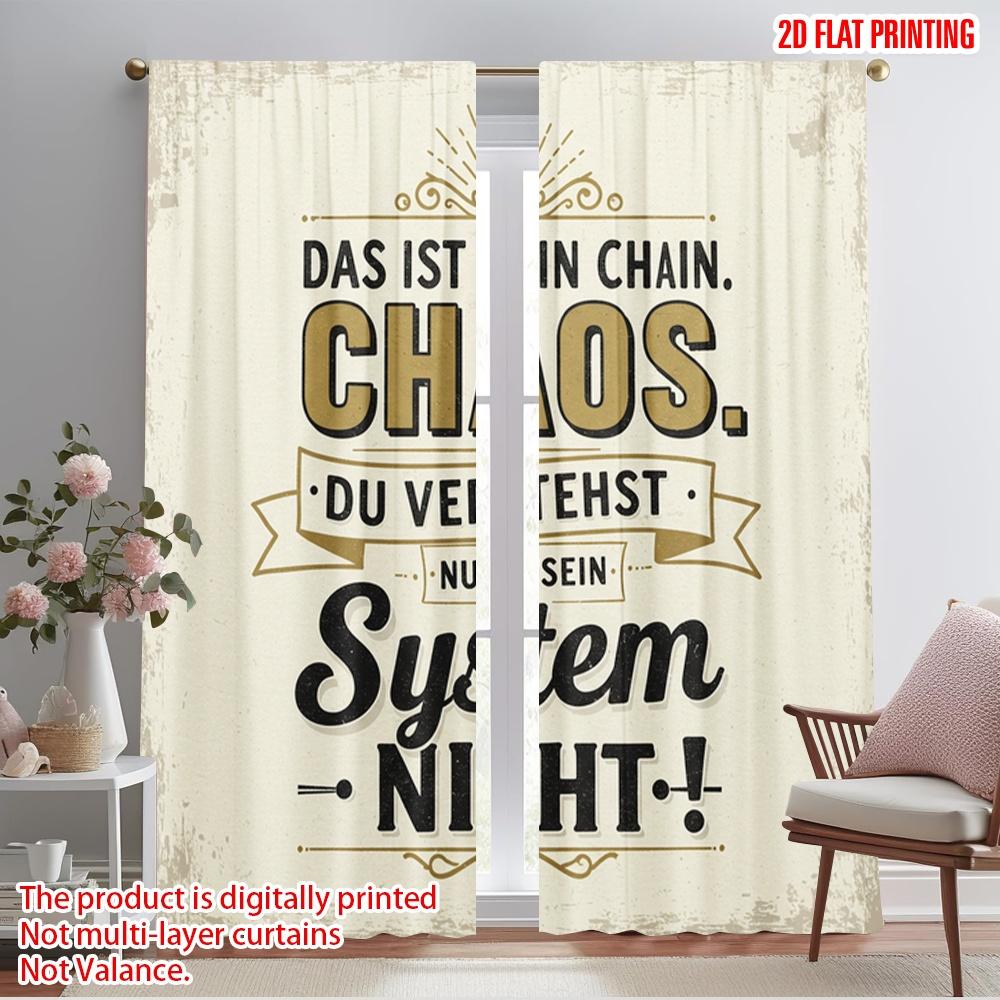 

2pcs 2D flat printing Window Curtains DAS IST KEIN CHAOS DU VERSTEHST NUR MEIN SYSTEM NICHT Polyester Without Electricity 52.50×116.00 CM 2pcs