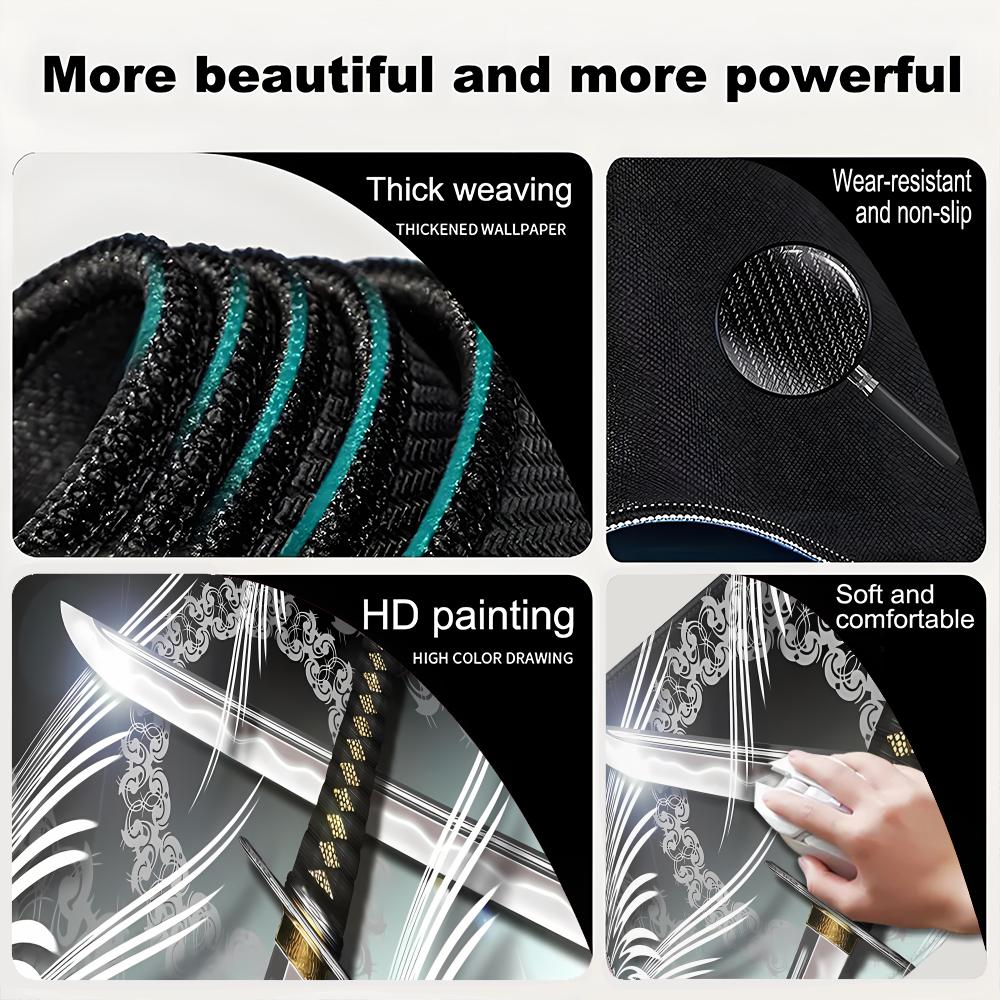 Katana Beautiful illustrations style patternsOffice Computer Desk Mat Table Keyboard Big Mouse Pad Laptop Cushion Nonslip Decor