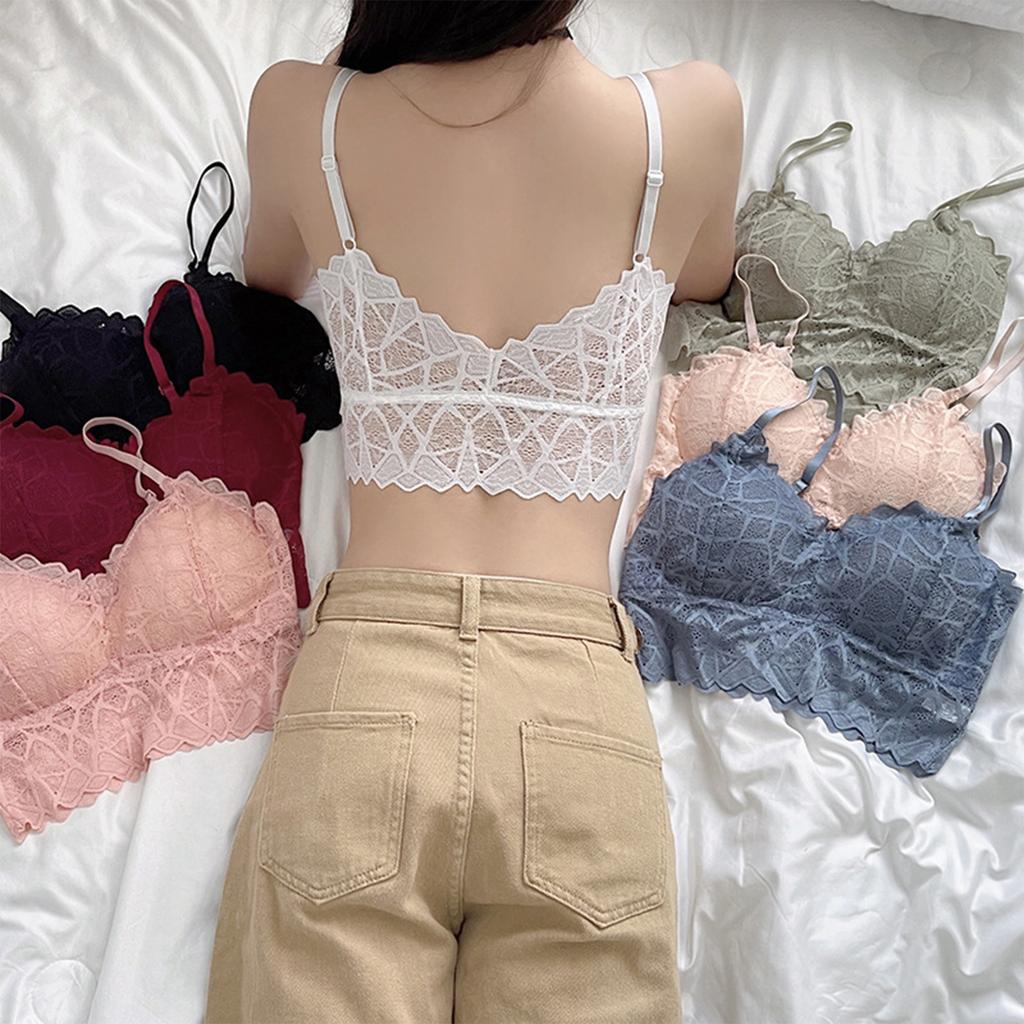 Lace Bra Women's Lace Bandeau Bra With Straps And Removable Padding