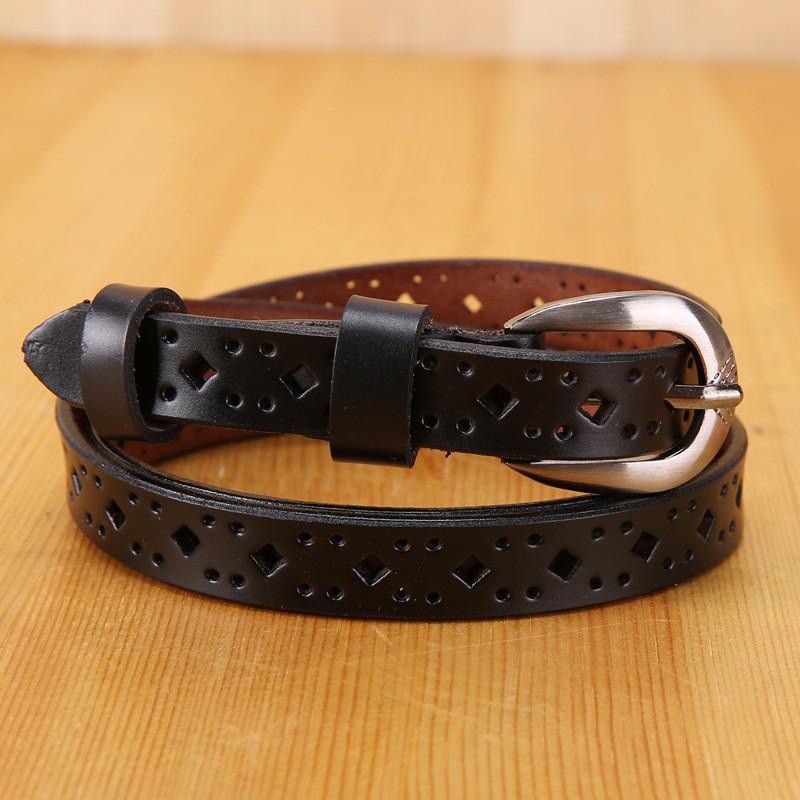 Ladies Genuine Leather Skinny Belt For Casual Wear With Metal Pin Closure