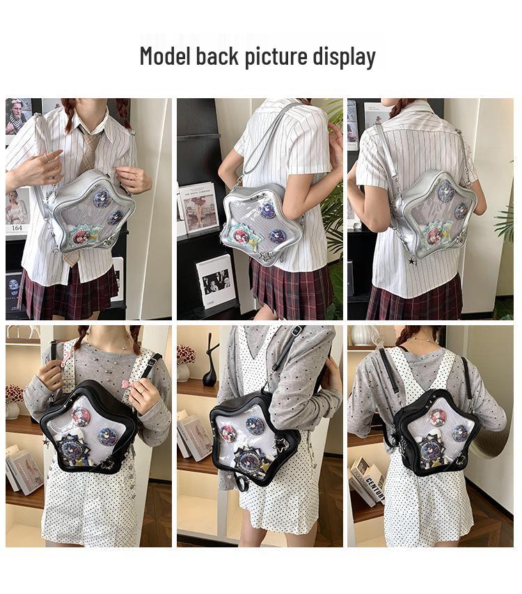 Transparente Stern-Ita-Tasche - Rucksack im koreanischen Stil mit großem Fassungsvermögen für Damen und Studenten