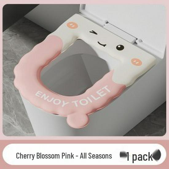 EVA Waterproof Antibacterial Toilet Seat Cover - Washable, Universal, Cute Design, Adhesive Cushion for All Seasons