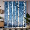 2pcs Set HD Large Natural Poplar Decorative Curtain Blue Tie Digital Printed Curtain Home Decoration Style Decoration Living