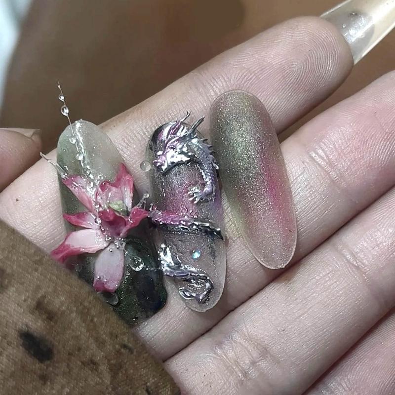 Nail Art Silicone Mold Beautiful 3D Nails Molds Dragon Year Nail Stencils Sculpture Mould Decorations for Manicurists