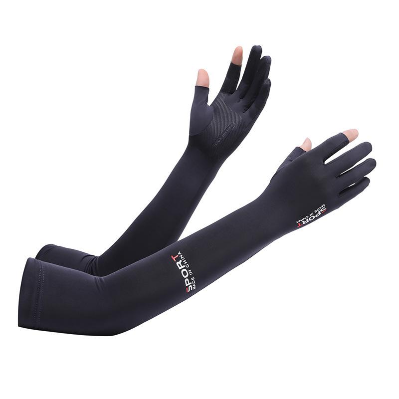 Sunscreen Ice Sleeves for Men and Women Summer Ice Silk Gloves Takeaway Fishing Two Finger Anti Ultraviolet Extended Thin Cycling Ice Sleeves