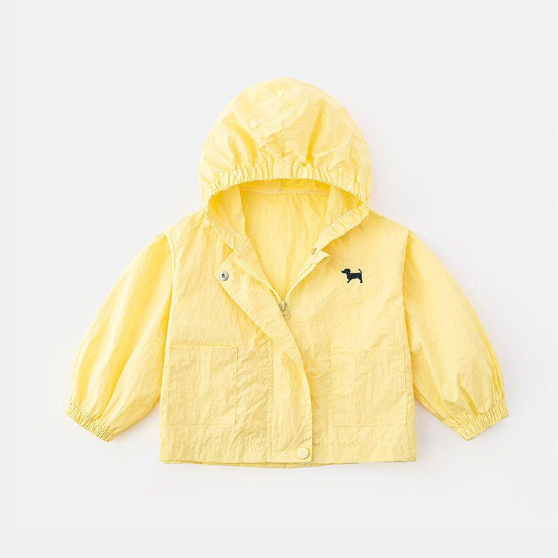Jacket, Summer Kids  Clothing, Sun Protection Clothing, Boys  Hoodie, Girls  Japanese-Style Puppy Sun Protection Clothing, Baby Boy s Zip-Up Shirt Yellow 90