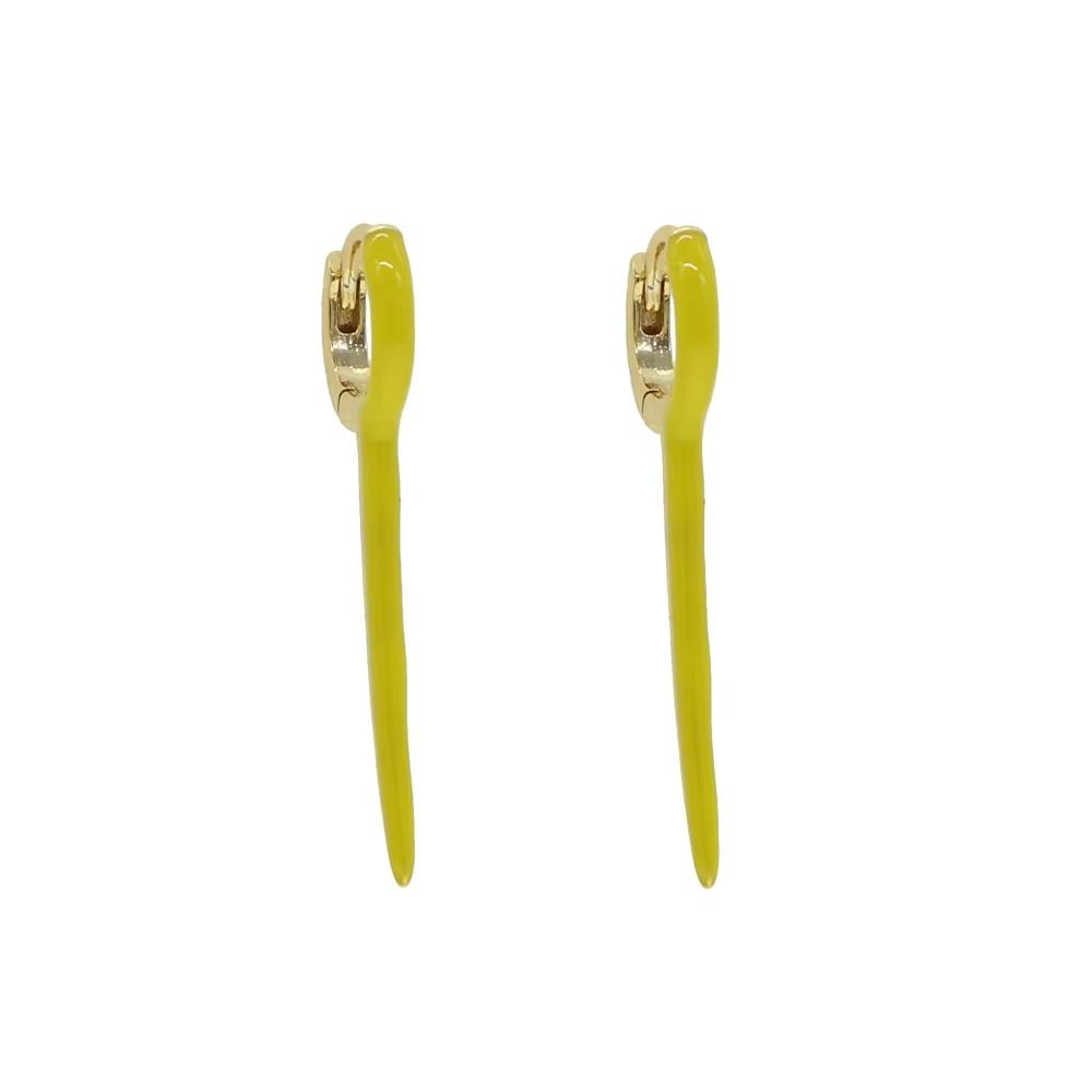2026 Pink Yellow Green Orange Enamel Hoop Earring Spike Shape Paved Mini Clear Cubic Zirconia Women Jewelry