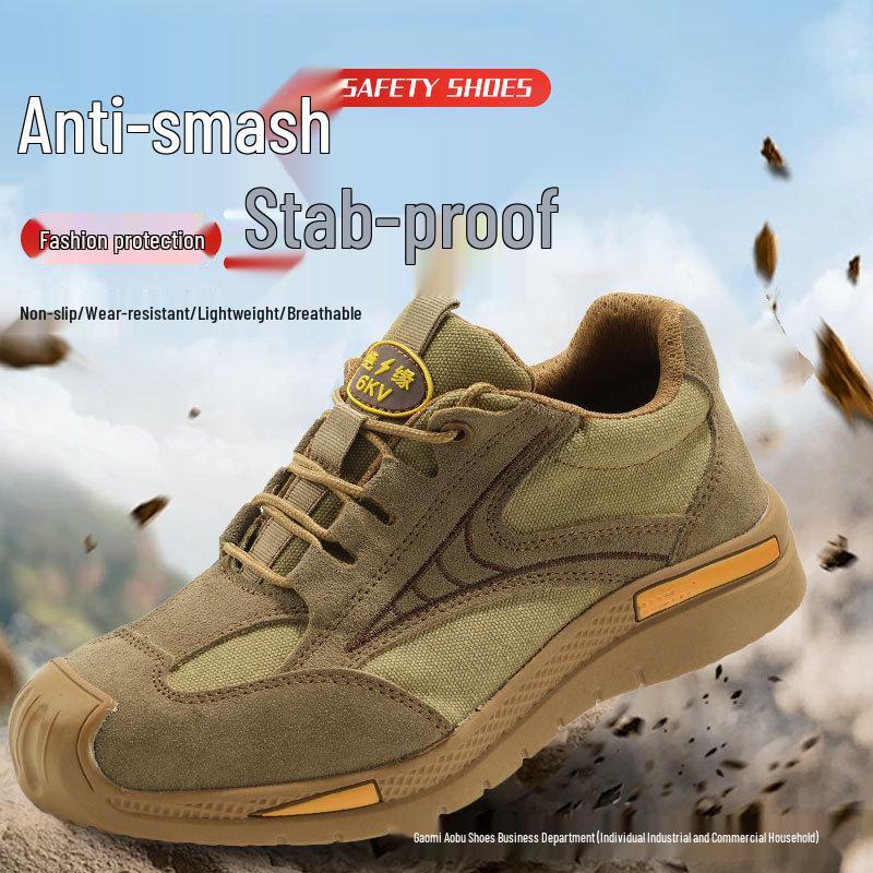 Lightweight Anti-Smash Anti-Puncture Wear-Resistant 10KV Insulated Safety Shoes for Electricians and Welders 1008 Khaki All-Season 38 2850₽