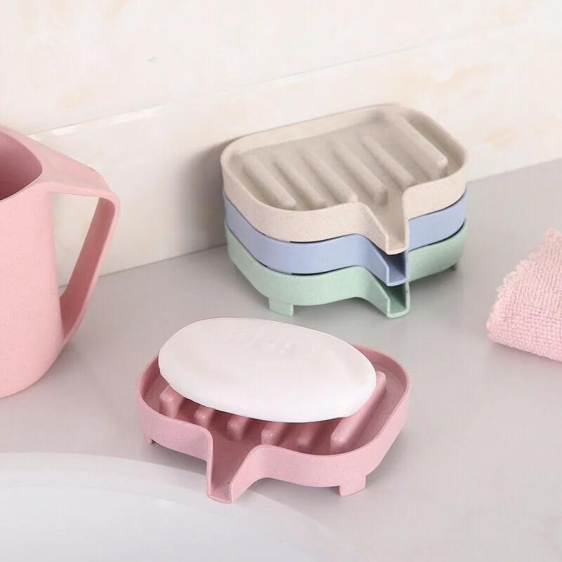 Silicone Soap Dish For Bathroom Self Draining Soap Bar Holder Kitchen Sink Soap Dish Sponge Drain Portable Soaps Dishes Rack