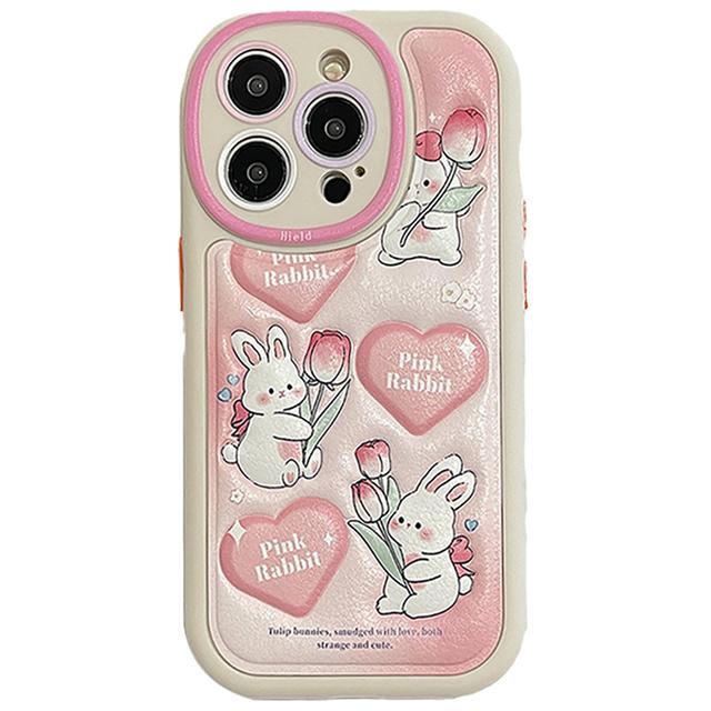 

Противоударный чехол-бампер с милым кроликом и милым кроликом для Iphone 14 Pro Max 11 12 13 Pro Max, мягкая задняя крышка с мультяшным цветком и цветком For iPhone 14Pro Max