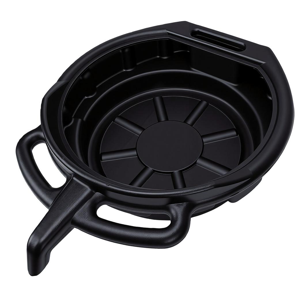 15L Oil Drain Pan with Pour Spout Black Anti Splash Oil Drip Catcher Container for Car Motorcycle Truck