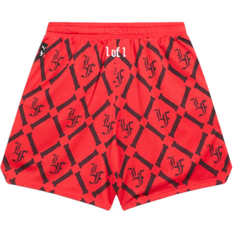 Puma X Lamelo Ball Collaboration SS24 Brand Logo Mesh Lace-Up Loose Fashion Casual Shorts Men Shorts Red Black 62777501