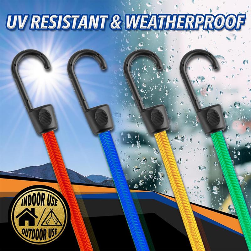 32 Piece Bungee Cords Assortment Jar Includes 10" 18" 24" 32" 40" Bungee Cord With Hooks