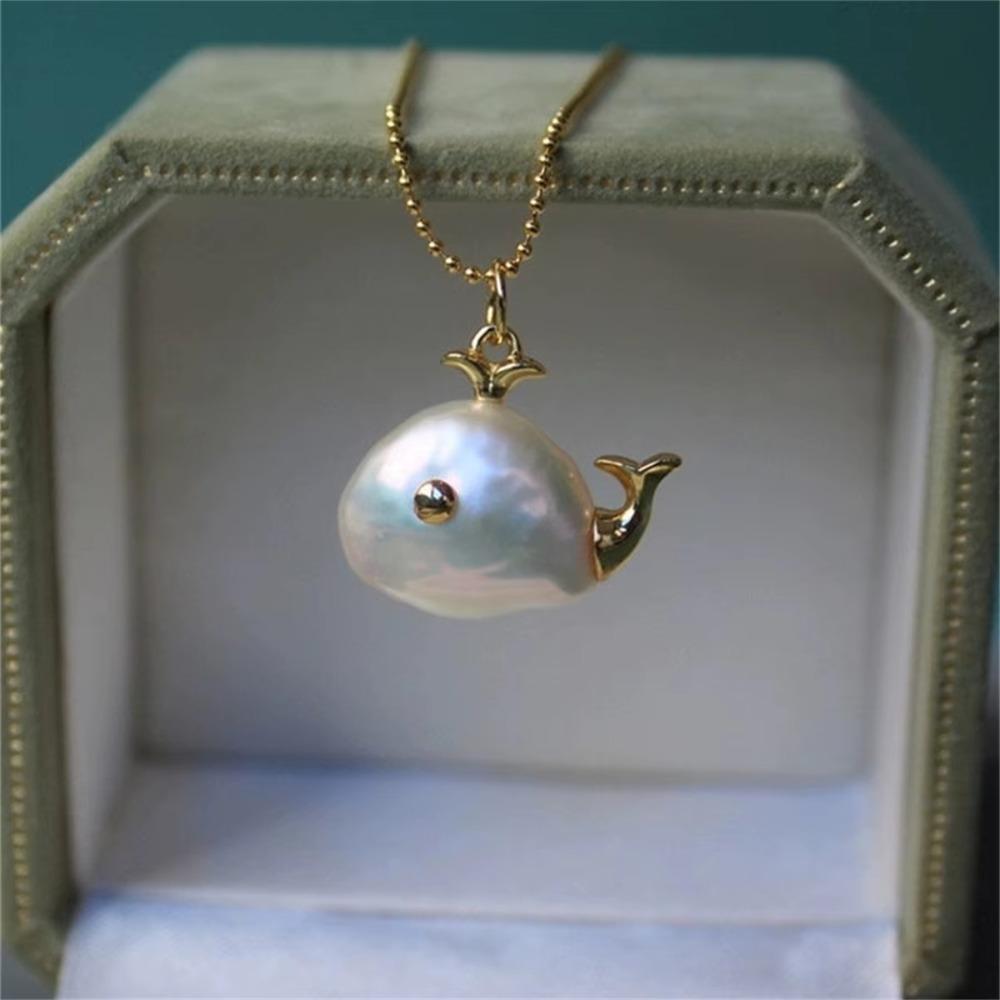 Whale Little Fish Ear Stud Baroque Pearl Marine Style Necklace Clownfish Pearl Necklace  Beach