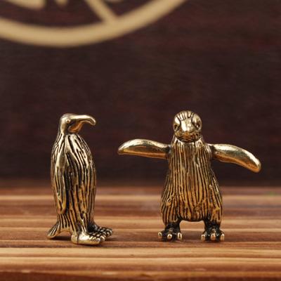 Funny Brass Standing Little Penguin Statue Desktop Decorative Trinkets Creativity Marine Animal Cute Craft Collection Children