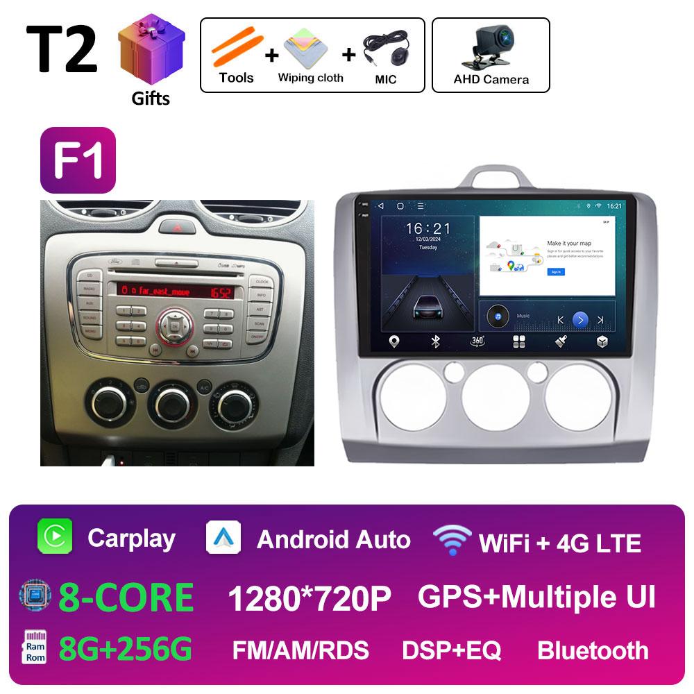 Car Video For Ford Focus 2 3 Mk2 Mk3 2004 2005 2006 2007 - 2011 Radio Player Wireless Carplay Android Auto Touch Screen No 2 Din