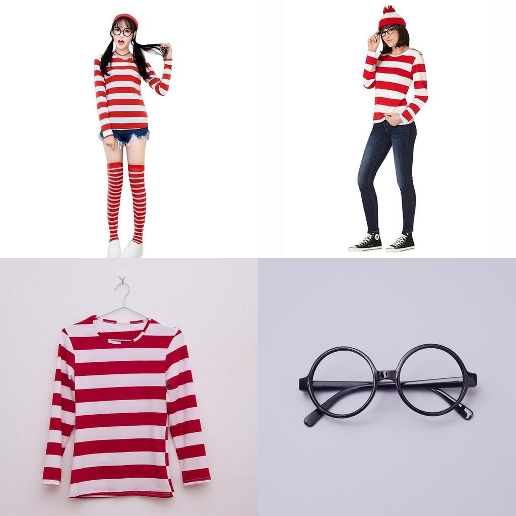 Where's Wally Halloween Costume Fun And Smart Uk Anime Cos Dress-up Outfit