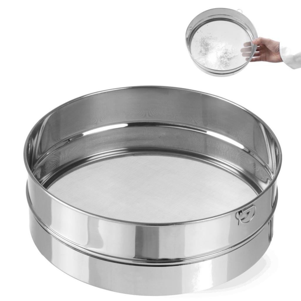Sito cukiernicze gęste do przesiewania cukru pudru śr. 407mm stalowe - hendi 637821