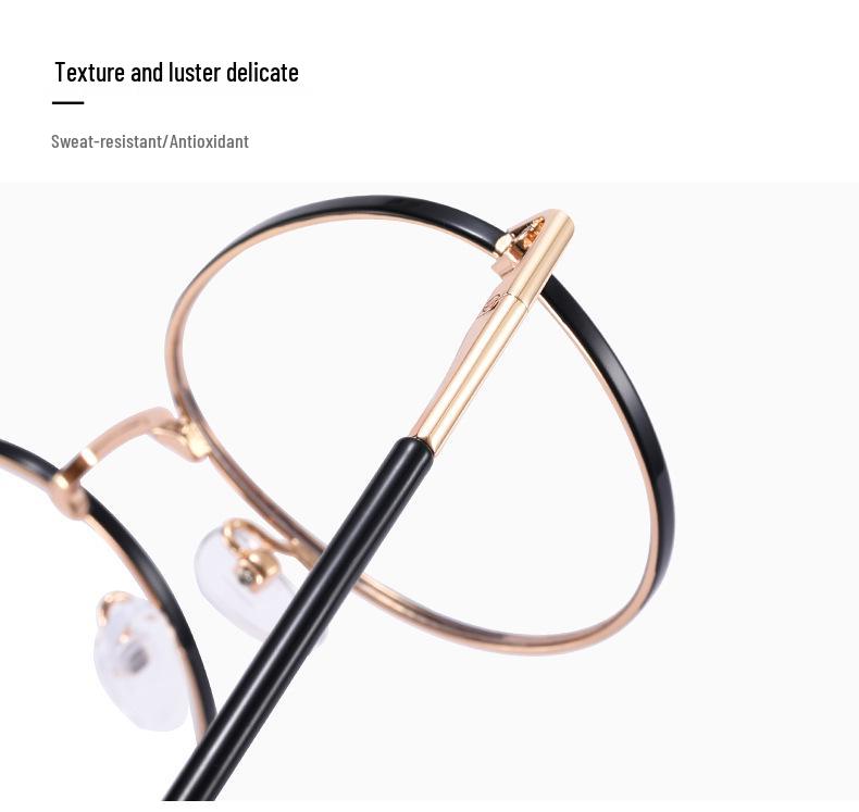 81565 Women's Fashionable Anti-Blue Light Oval Metal Frame Glasses