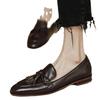 Leather Shoes Women's Spring 2025 New Retro Temperament Flat-bottomed British One-pedal Versatile Fashion Loafers Single Shoes