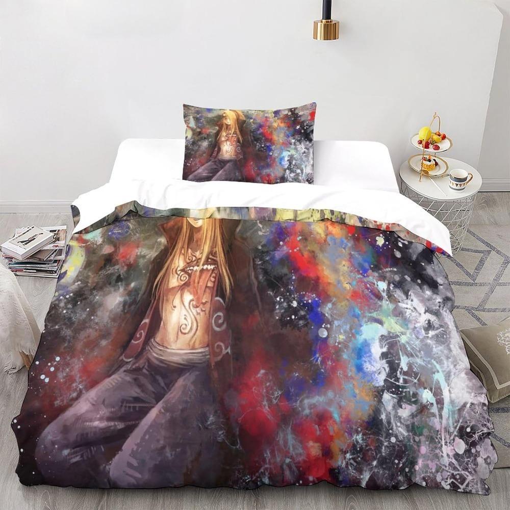 Anime Naruto Microfibre Bedding Sets, Children's Birthday Gift with Zip Room Decor for Teenagers Adulte 3-Piece Duvet Cover