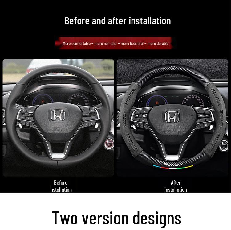 Suede 3D Embossed Handlebar & Steering Wheel Covers for Honda Accord, Binzhi, Fit, Haoying, Fengfan, Guandao.