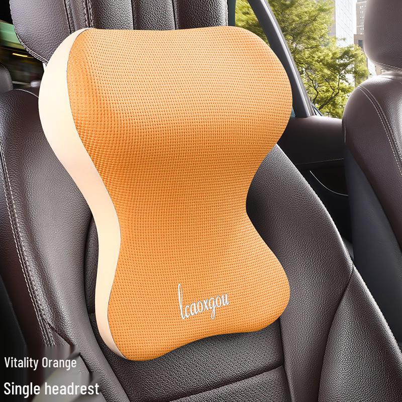 Breathable Waffle Fabric Memory Foam Car Headrest Lumbar Support