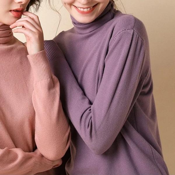 

хараюку Женский облегающий пуловер с высоким воротом, однотонный свитер из смесовой кашемировой шерсти, осенне-зимний трикотаж с длинным рукавом для ношения под низ XL